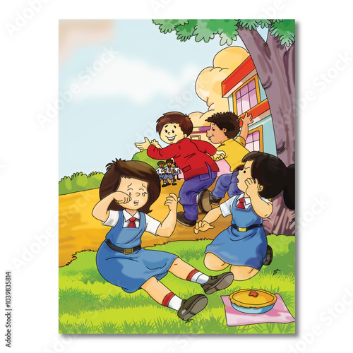 Georgie Porgie Nursery rhyme Illustration