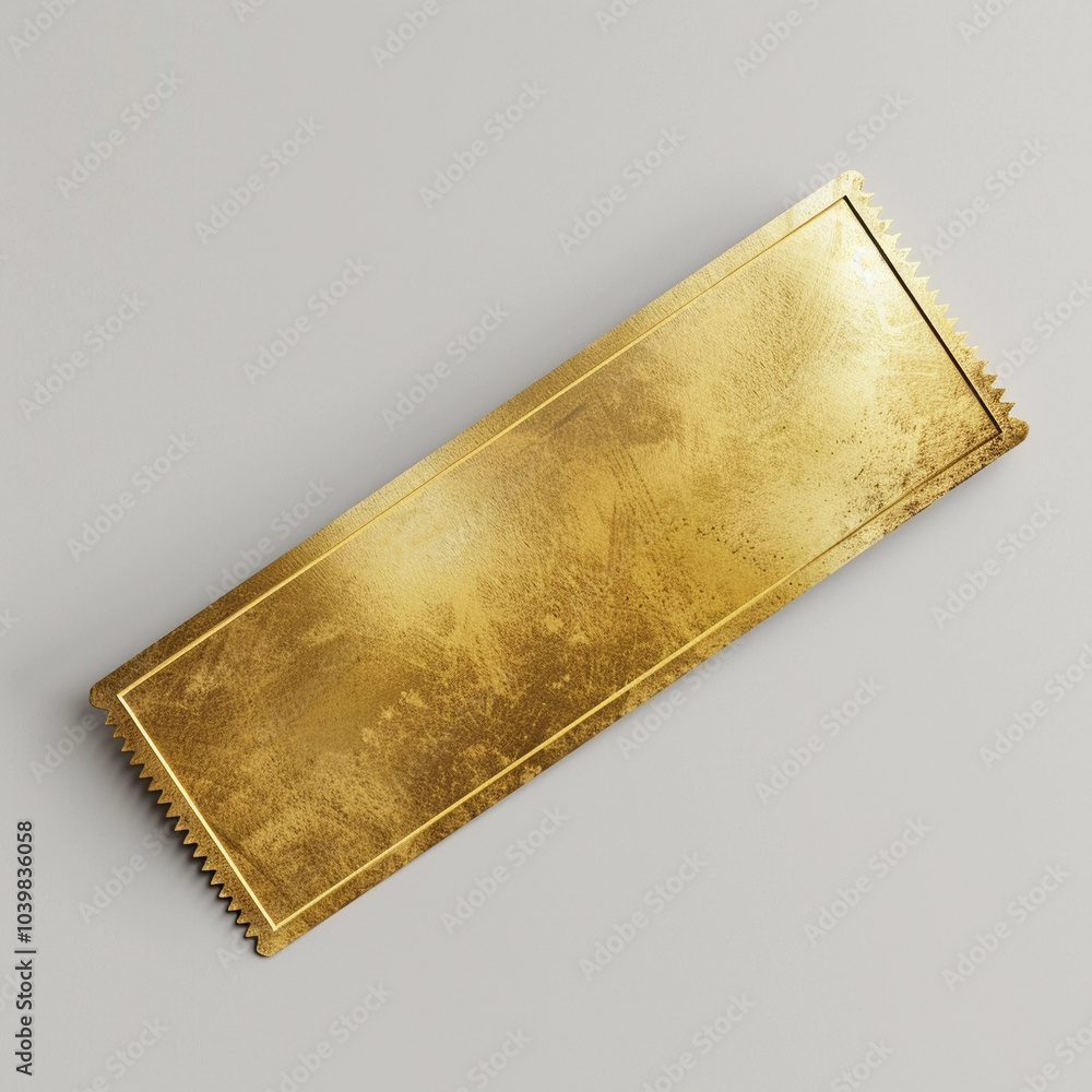 Fototapeta premium Golden Ticket on Plain White Background