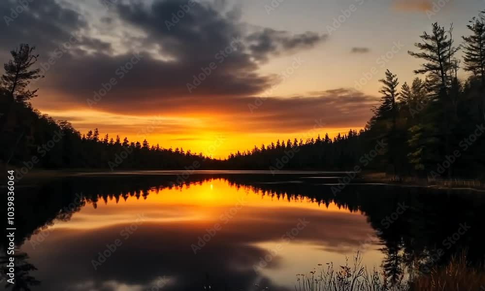 Golden Sunset Over Still Lake Golden Sunset Over Still Lake