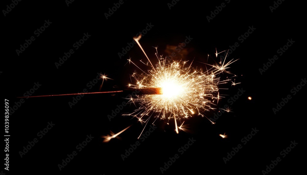 Sparkler glowing brightly in the night during a festive celebration Sparkler glowing brightly in the night during a festive celebration