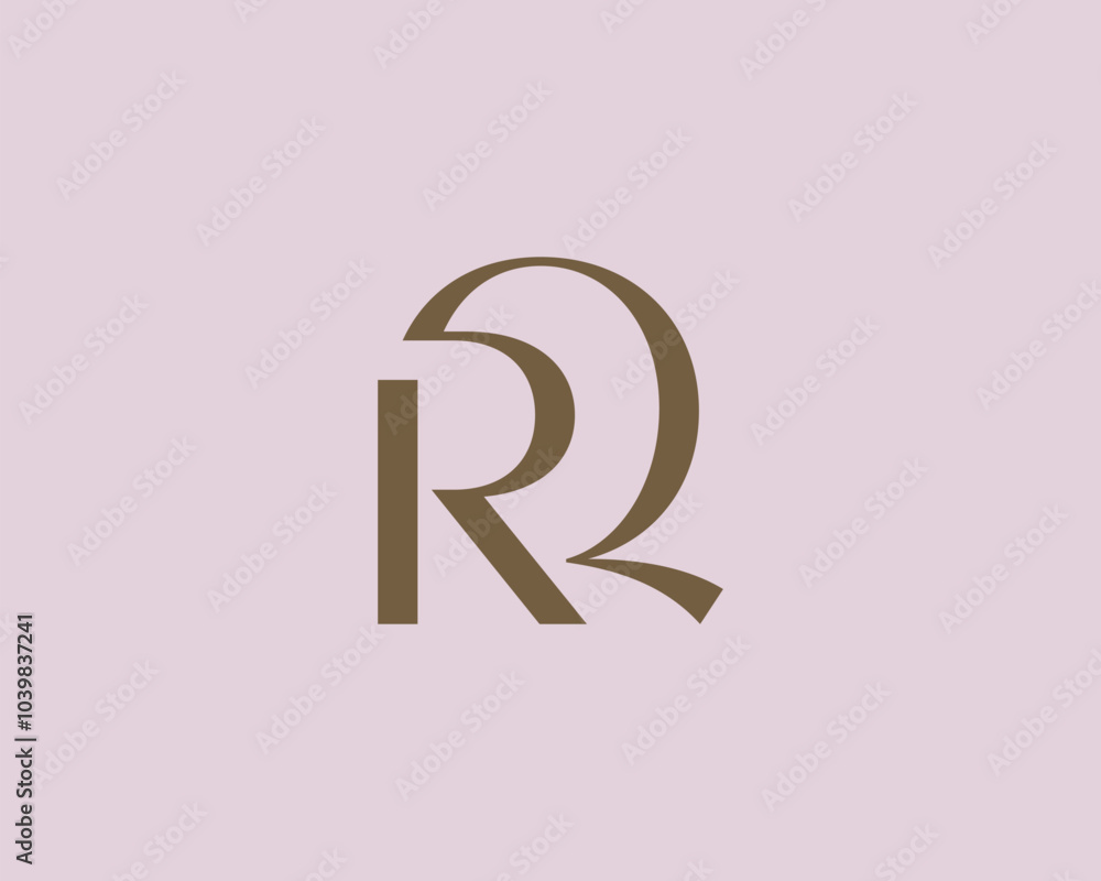 RQ or QR letter logo icon design. Classic style luxury initials monogram.
