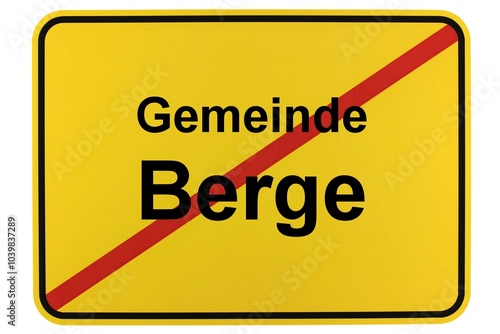 Illustration eines Ortsschildes der Gemeinde Berge in Niedersachsen photo