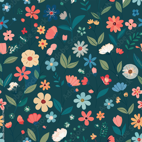Wallpaper Mural Colorful seamless flower pattern, vector illustration botanical elements background.	
 Torontodigital.ca