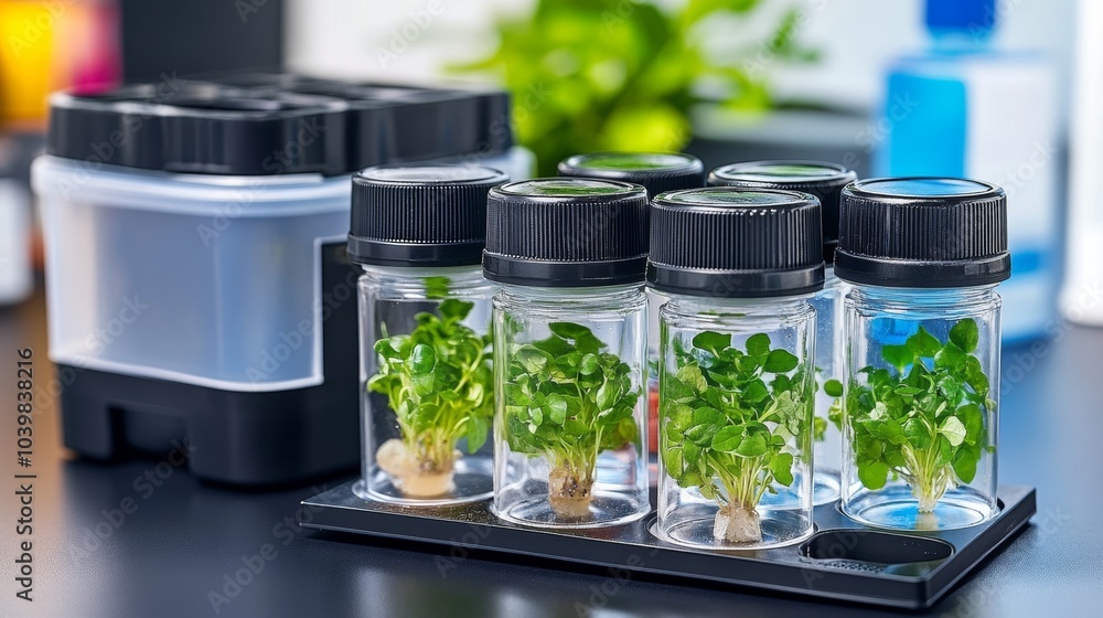 Laboratory Plant Tissue Culture Experiment Scientific Research Green Leaves in Jars Laboratory Plant Tissue Culture Experiment Scientific Research Green Leaves in Jars
