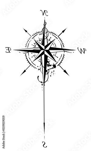 compass on a white background tattoo