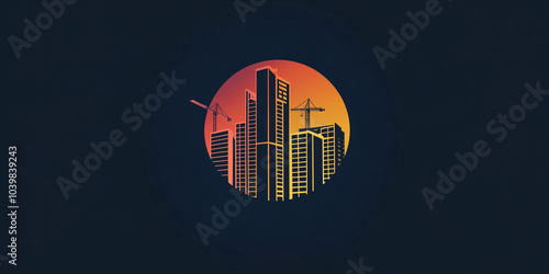 Vector ilustration of a construction logo. schematic representation of a construction company logo. icon of a construcion. flat background buildings