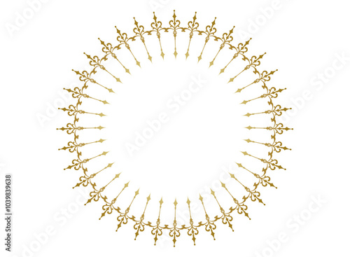 ゴールドのエレガントな装飾の円形フレーム