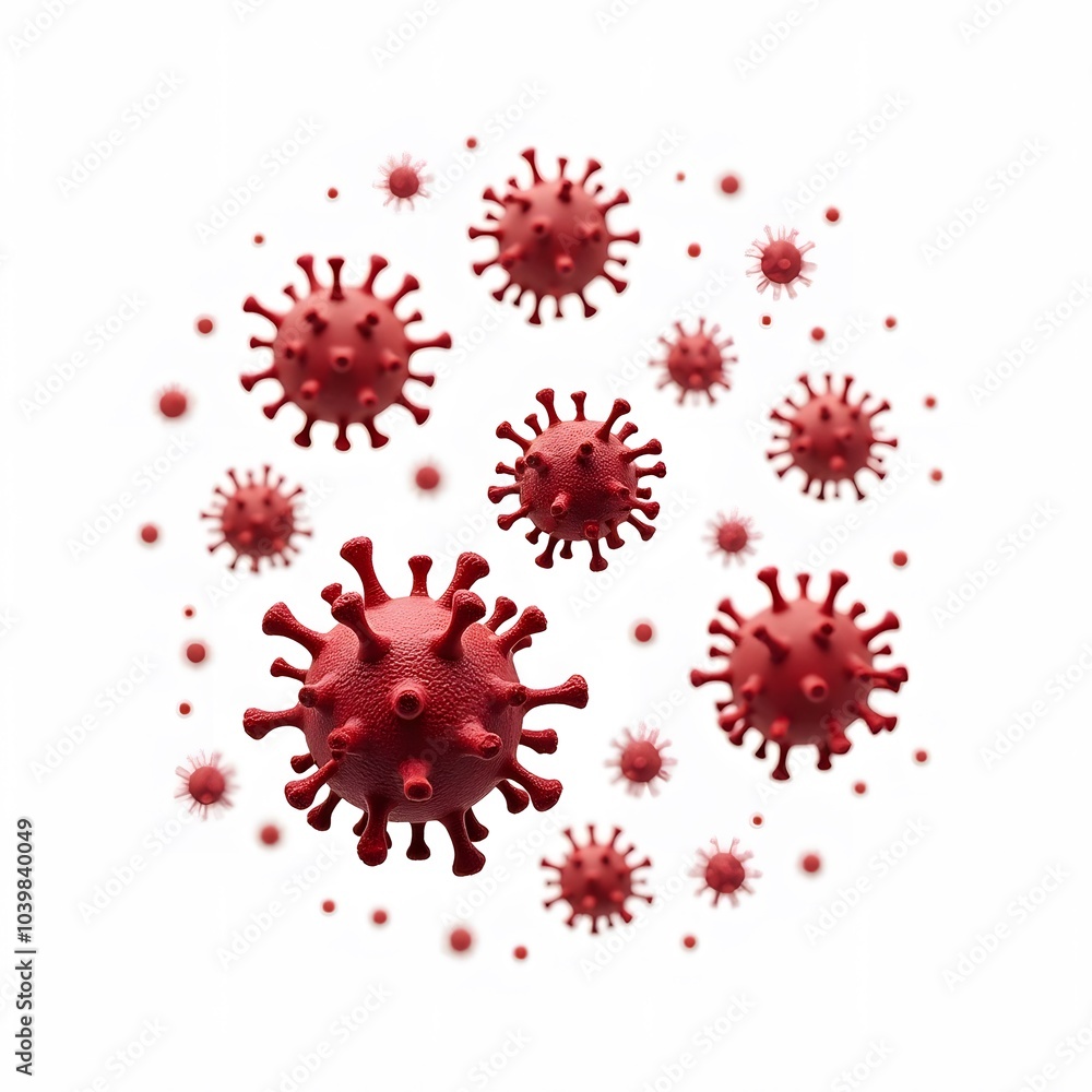 3D Virus Particles Isolated on White Background 3D Virus Particles Isolated on White Background