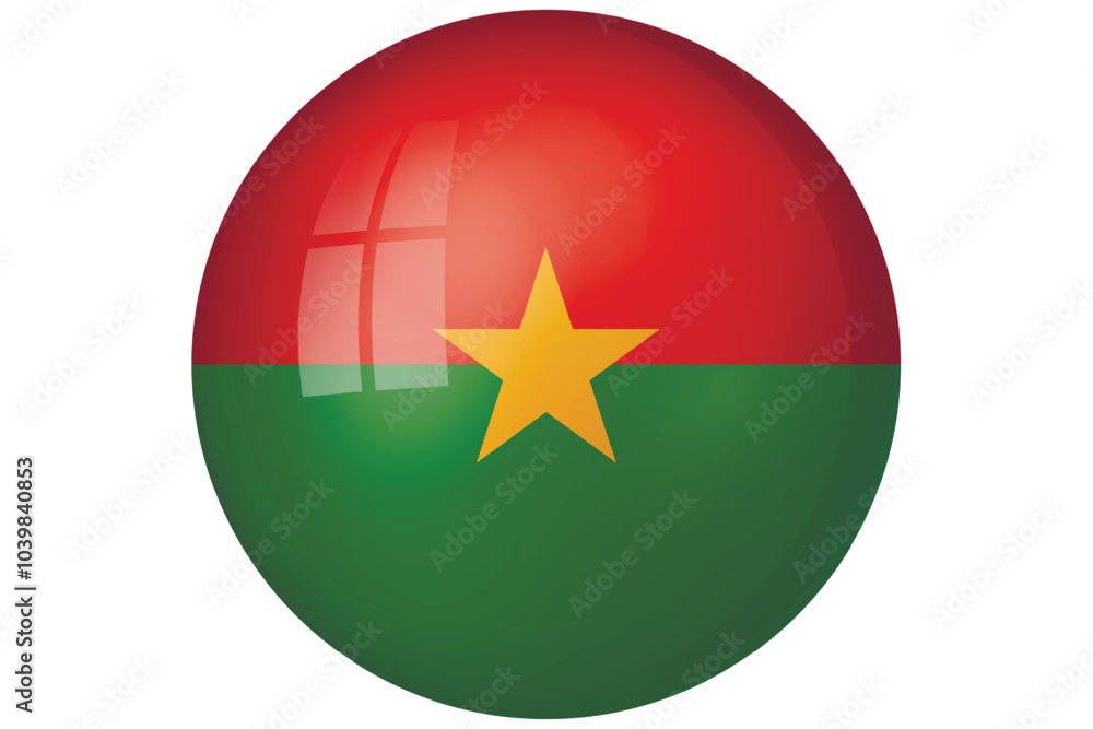 Flag of Burkina Faso. National symbol in official colors. Template icon. Abstract vector background. Round glass light ball, 3D big bubble, sphere Flag of Burkina Faso. National symbol in official colors. Template icon. Abstract vector background. Round glass light ball, 3D big bubble, sphere