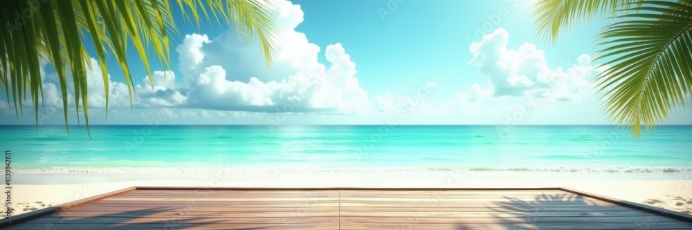 Fototapeta premium Serenity meets paradise in this picturesque beach scene. Perfect for travel, tourism, and relaxation themes.