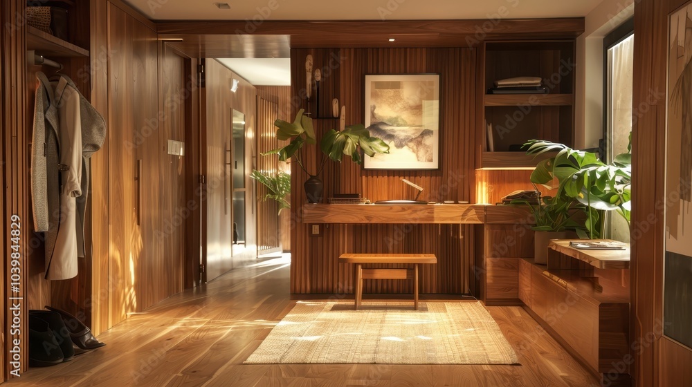 Modern Stylish Wooden Entrance Hallway Design Modern Stylish Wooden Entrance Hallway Design