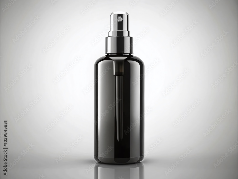 Black Glass Bottle Spray Isolated on White Background for Product Photography and Advertising Black Glass Bottle Spray Isolated on White Background for Product Photography and Advertising