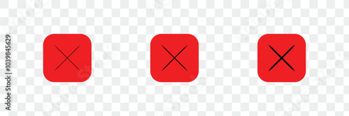 red cross mark isolated on transparent background