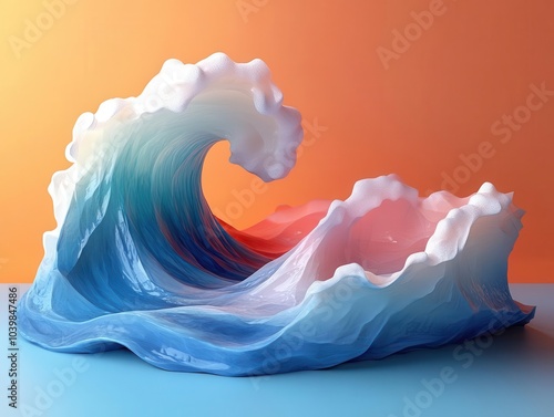 Obraz na płótnie minimalist 3d logo design depicts an ocean wave in a playful cartoon style, combining simplicity with vibrant colors, representing a fun and modern branding concept for water-related businesses w salonie
