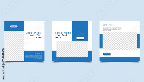 Set of Editable minimal square banner template. suitable for social media post and web internet ads. Vector illustration with photo design