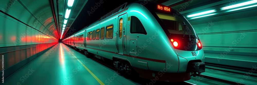 A modern train speeds through a vibrant, illuminated tunnel, showcasing the advancement of transportation and the excitement of urban travel. A modern train speeds through a vibrant, illuminated tunnel, showcasing the advancement of transportation and the excitement of urban travel.