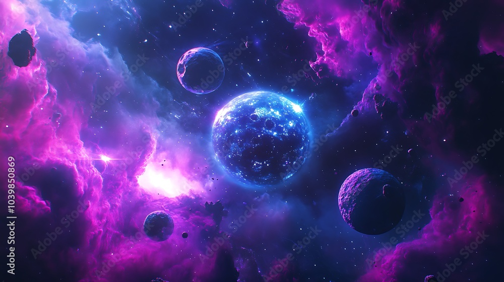 Cosmic Nebula with Planets Cosmic Nebula with Planets