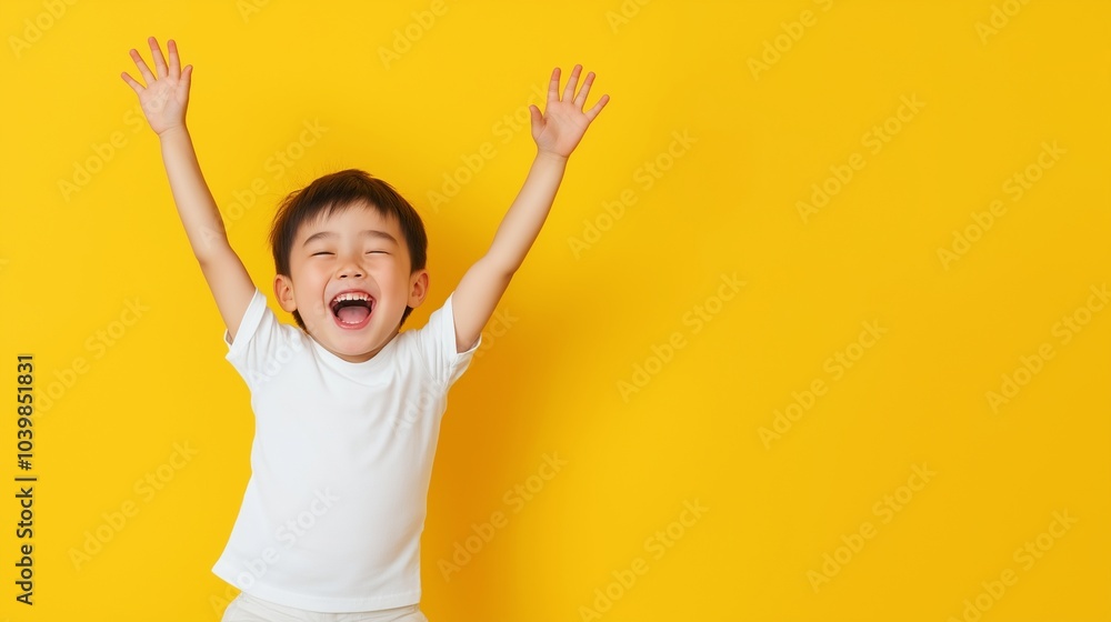 Asian boy jumping on flat background Asian boy jumping on flat background