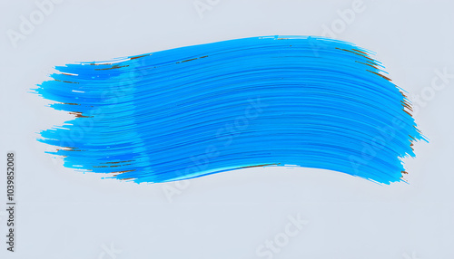 Blue stroke of paint brush isolated on transpaent background isolated with white highlights, png photo