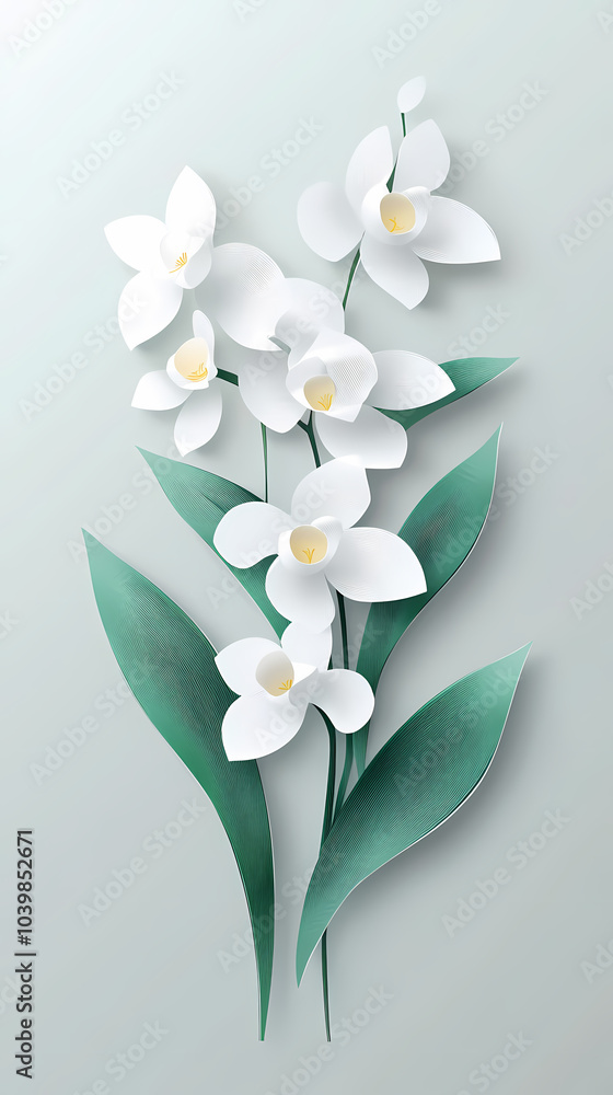 Fototapeta premium Phragmipedium Orchids logo 3d vector papercut