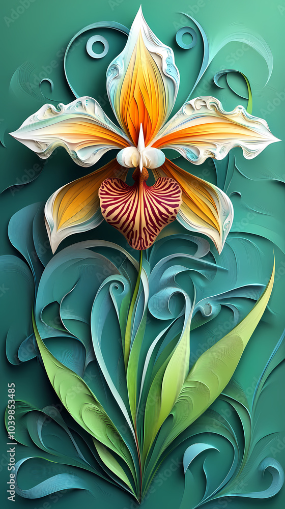 Phragmipedium Orchids logo 3d vector papercut Phragmipedium Orchids logo 3d vector papercut