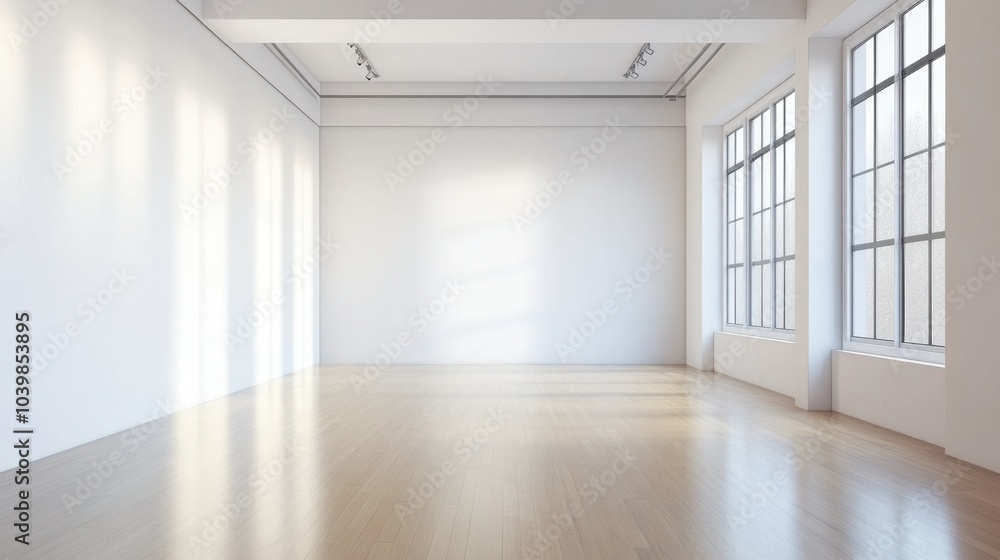 Obraz premium Bright and Spacious Empty Room with Light Windows