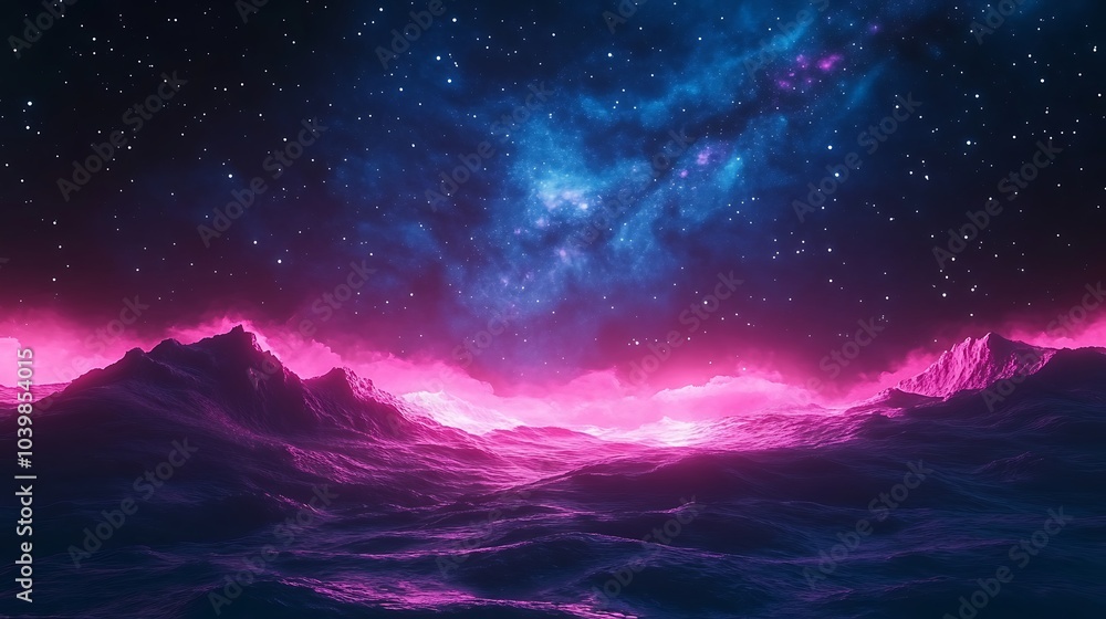 Fototapeta premium Cosmic Waves Under a Starry Sky