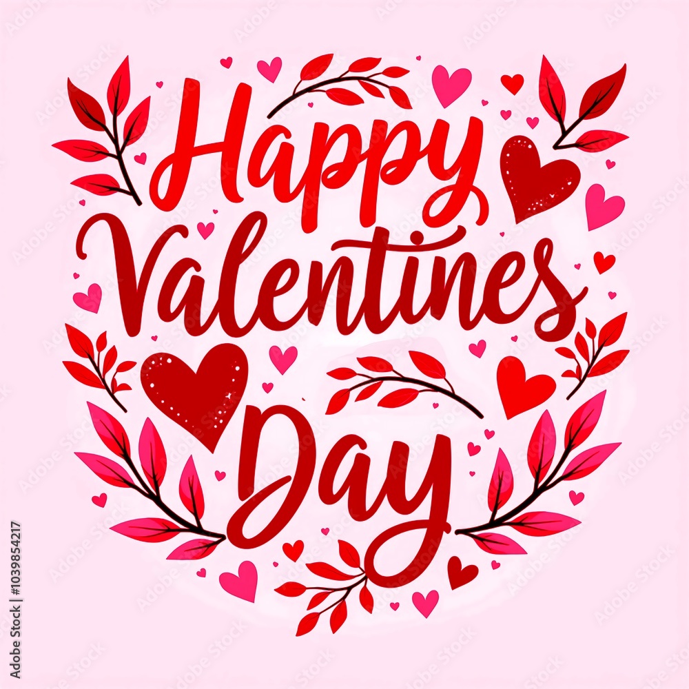 Obraz premium Happy Valentines day text Lettering heart shape invitation card. Happy Valentines Day greeting card. Calligraphic design for print cards, banner, poster Hand drawn text lettering