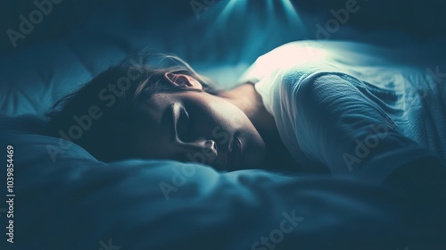 Person tossing and turning in bed, struggling with insomnia and restlessness. The scene captures the emotional turmoil and physical discomfort of a sleepless night.