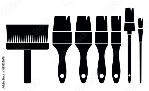 Brushes silhouettes stencil templates vector objects