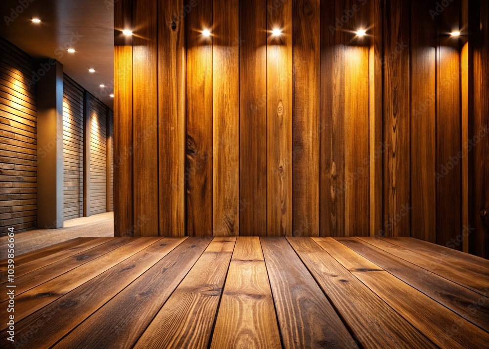 Brown Wood Plank Texture Background with White Wall for Product Photography Brown Wood Plank Texture Background with White Wall for Product Photography