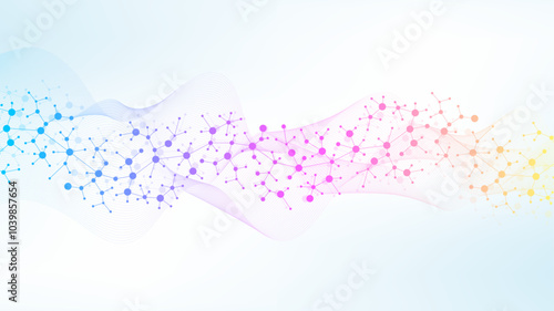 Molecular abstract structure background. Scientific vector illustration with molecule DNA. Medical, science and technology concept for banner template or header