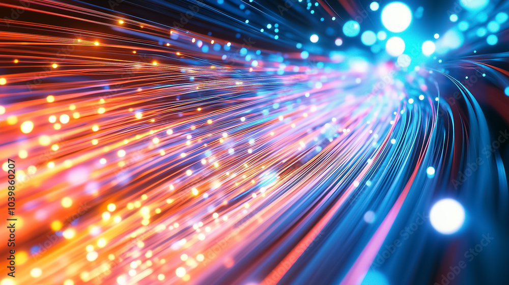 Abstract light trails signify rapid data transfer, illustrating movement within a digital network environment Abstract light trails signify rapid data transfer, illustrating movement within a digital network environment