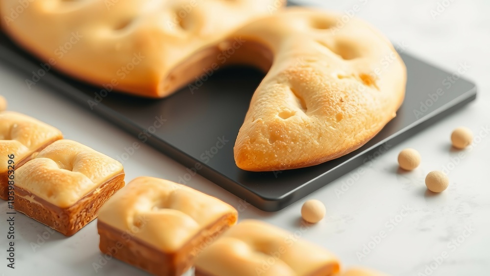 Close-up of baked bread. Close-up of baked bread.
