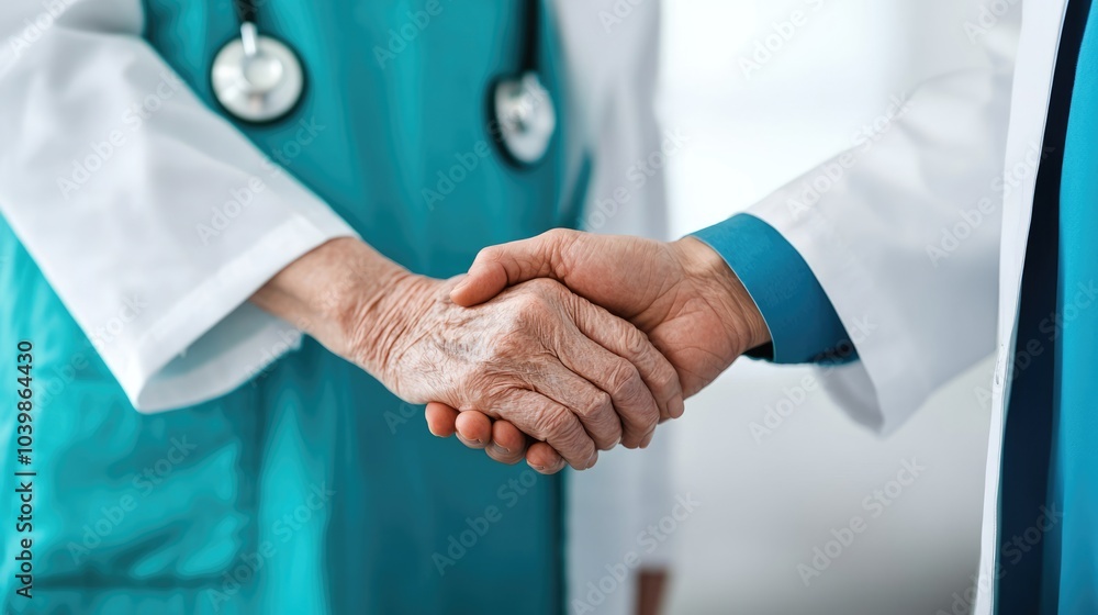 Image depicts a handshake between two healthcare professionals, symbolizing trust, collaboration, and the importance of relationships in medicine. Image depicts a handshake between two healthcare professionals, symbolizing trust, collaboration, and the importance of relationships in medicine.