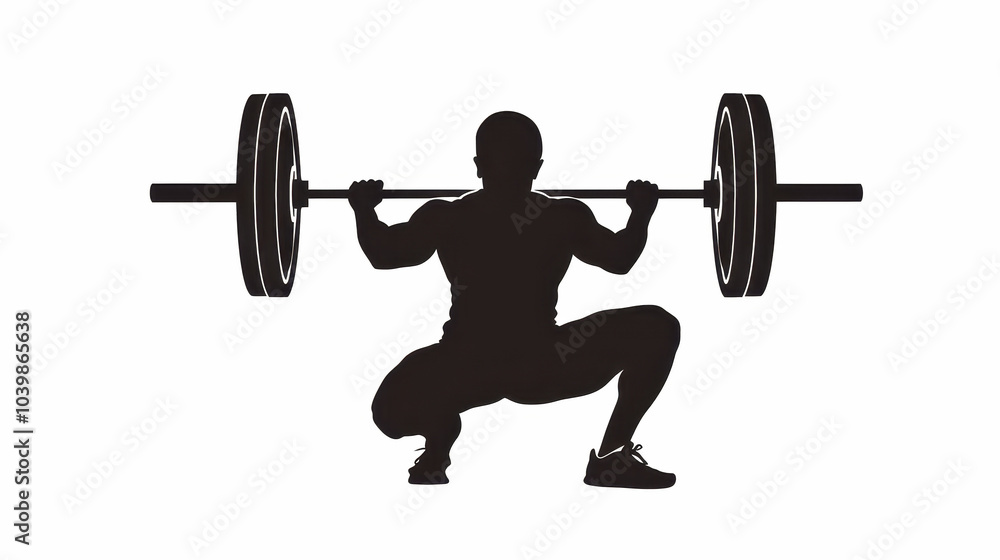 Silhouette of a Weightlifter Performing a Squat Silhouette of a Weightlifter Performing a Squat