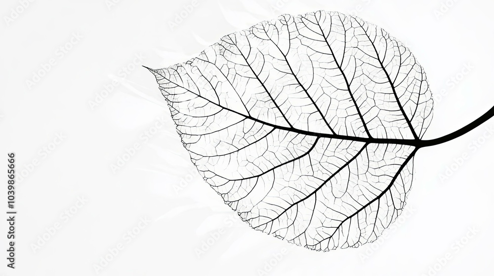 Intricate Detail of Leaf Veins in Minimalist Black and White Art Intricate Detail of Leaf Veins in Minimalist Black and White Art