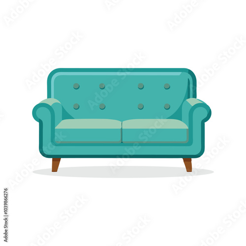  Loveseat Living Room Furniture isolated flat vector illustration on white background