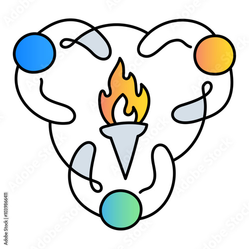 Illuminate Together Icon – Three Persons in a Circle Holding a Torch, Symbolizing Collective Enlightenment and Leadership