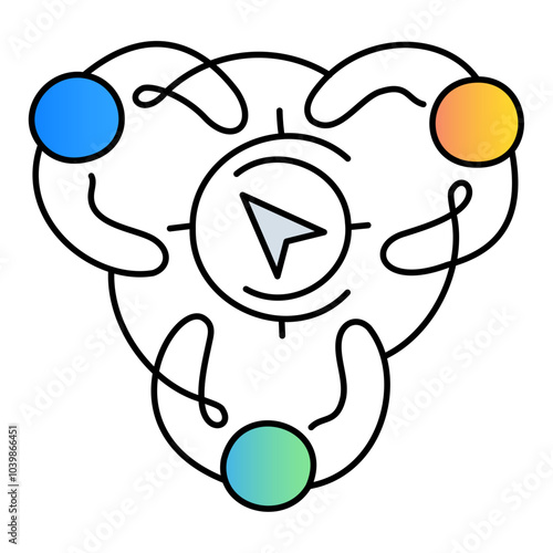Guided by Purpose Icon – Three Persons in a Circle Around a Compass, Representing Shared Direction and Purposeful Actions