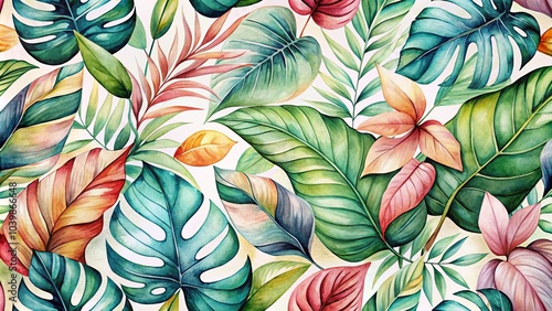 Wallpaper Mural Chic Watercolor Leaves Pattern for Luxurious Food Photography and Surface Design Torontodigital.ca