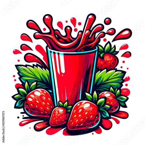 Vibrant and Refreshing Strawberry Juice Illustration