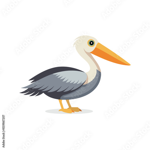  Pelican animal isolated flat vector illustration on white background