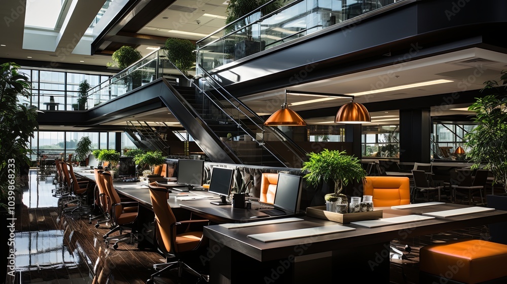 Modern Brightly Lit Office with Comfortable Seating Modern Brightly Lit Office with Comfortable Seating