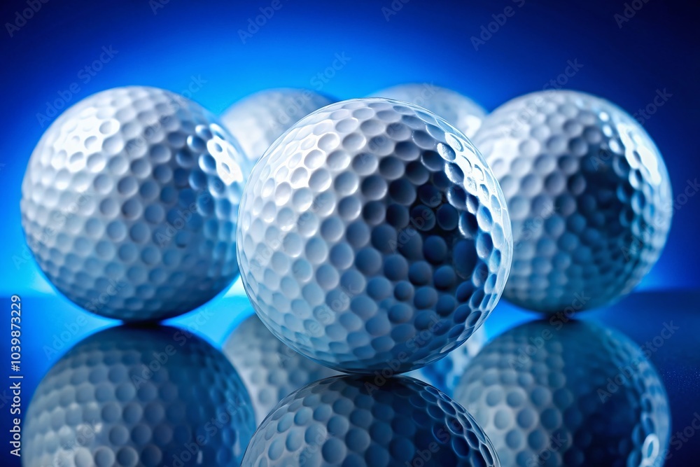 Close Up of Golf Balls on Blue Background - High Dynamic Range Photography for Sports Enthusiasts Close Up of Golf Balls on Blue Background - High Dynamic Range Photography for Sports Enthusiasts