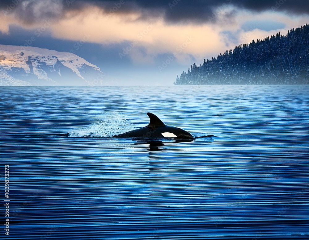 Fototapeta premium una orca flotando en el mar, realista