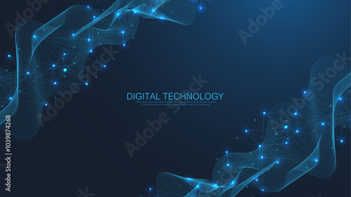 Global network connection banner design template. Header social network communication in the global business concept. Big data visualization. Internet technology