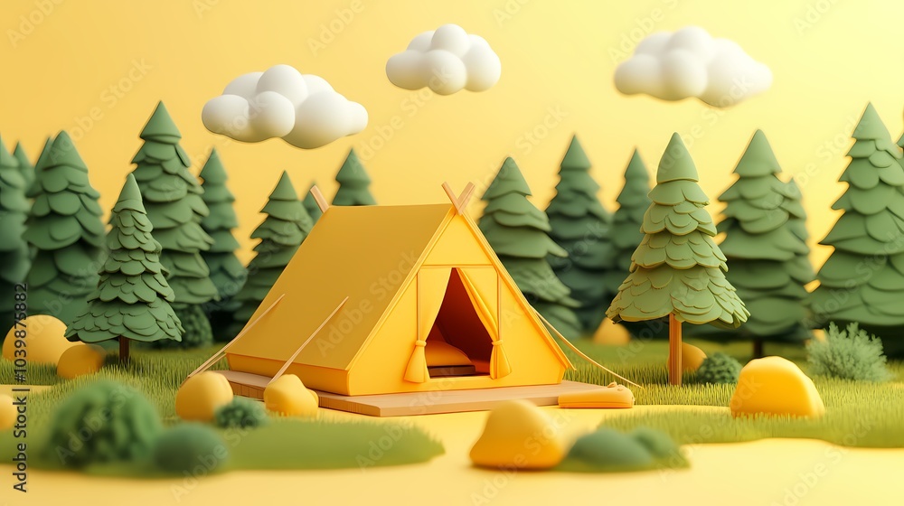 Cartoon Outdoor Camping Scene Cartoon Outdoor Camping Scene
