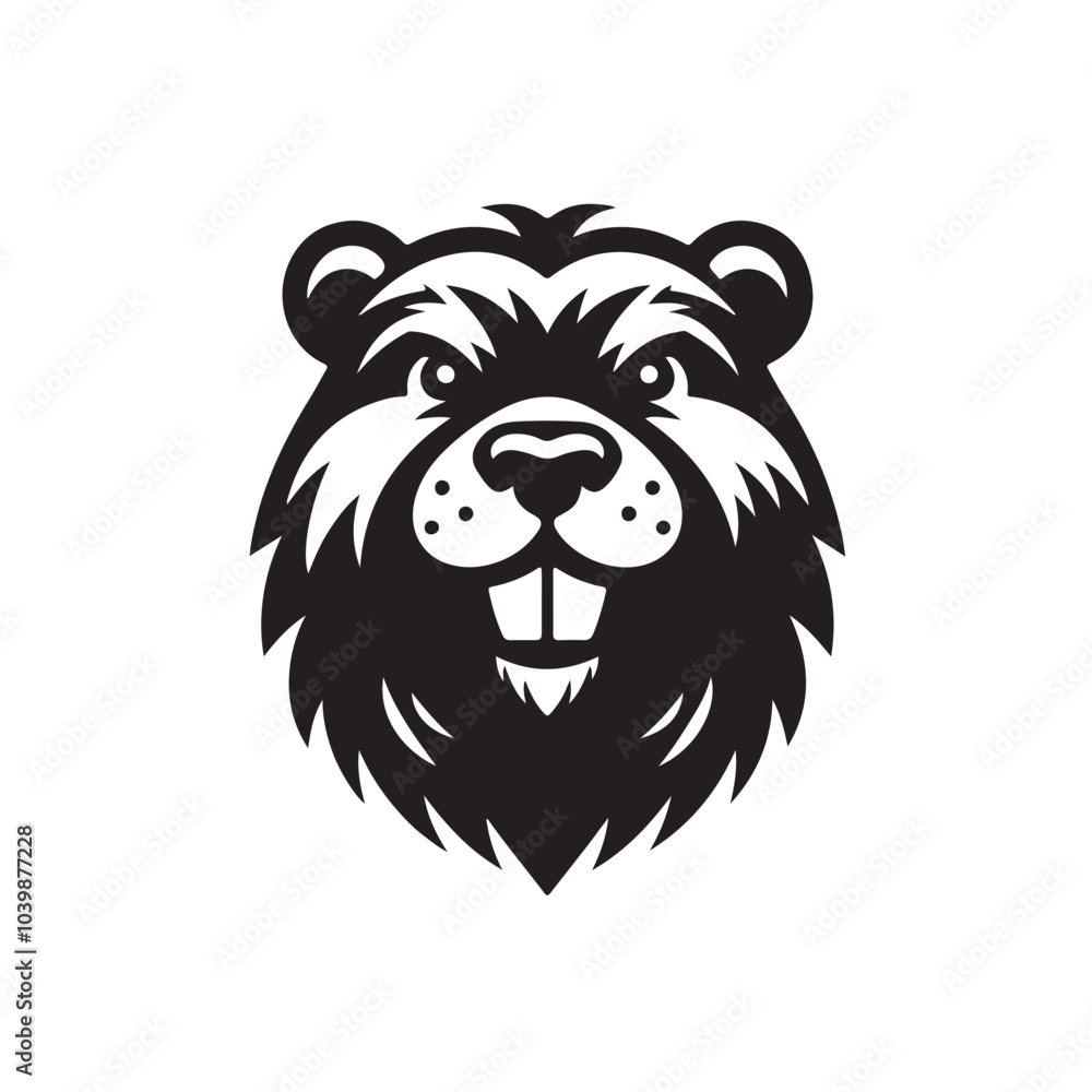 Black And White Smiling Beaver Mascot Design Black And White Smiling Beaver Mascot Design