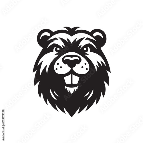 Black And White Smiling Beaver Mascot Design